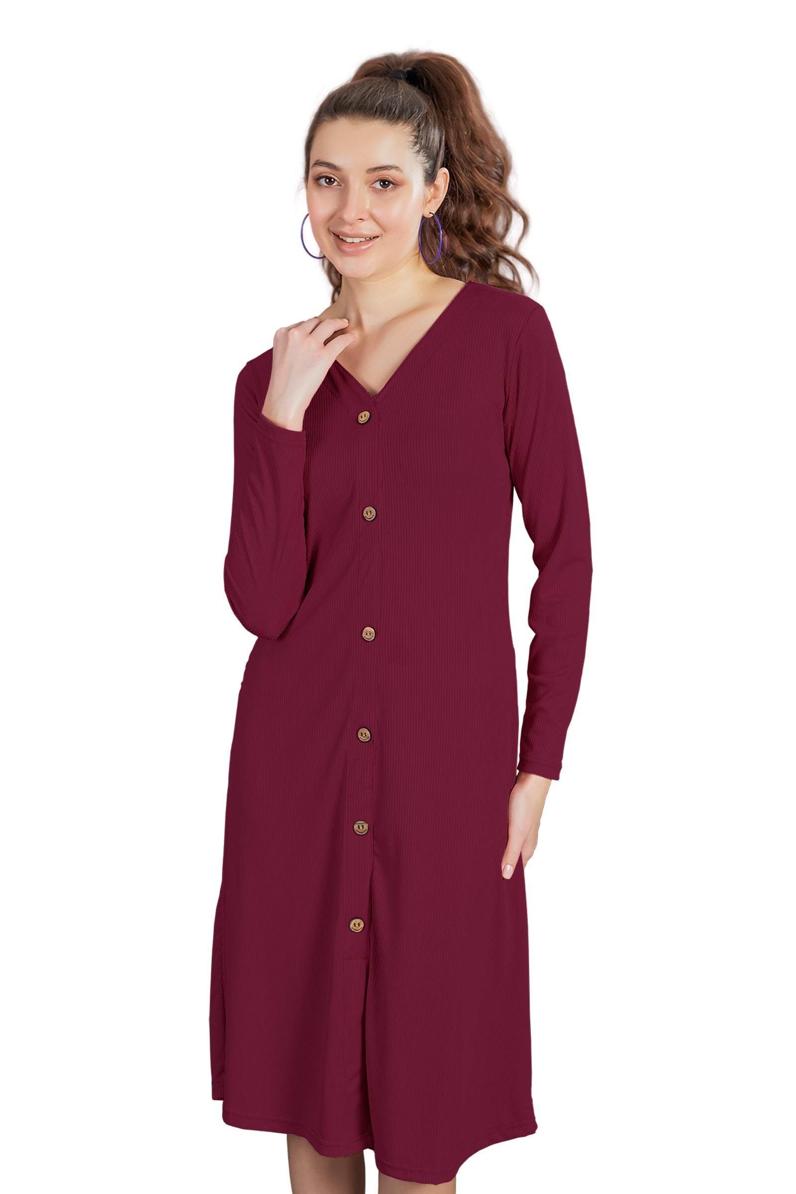 V-Neck Full Sleeves Dress