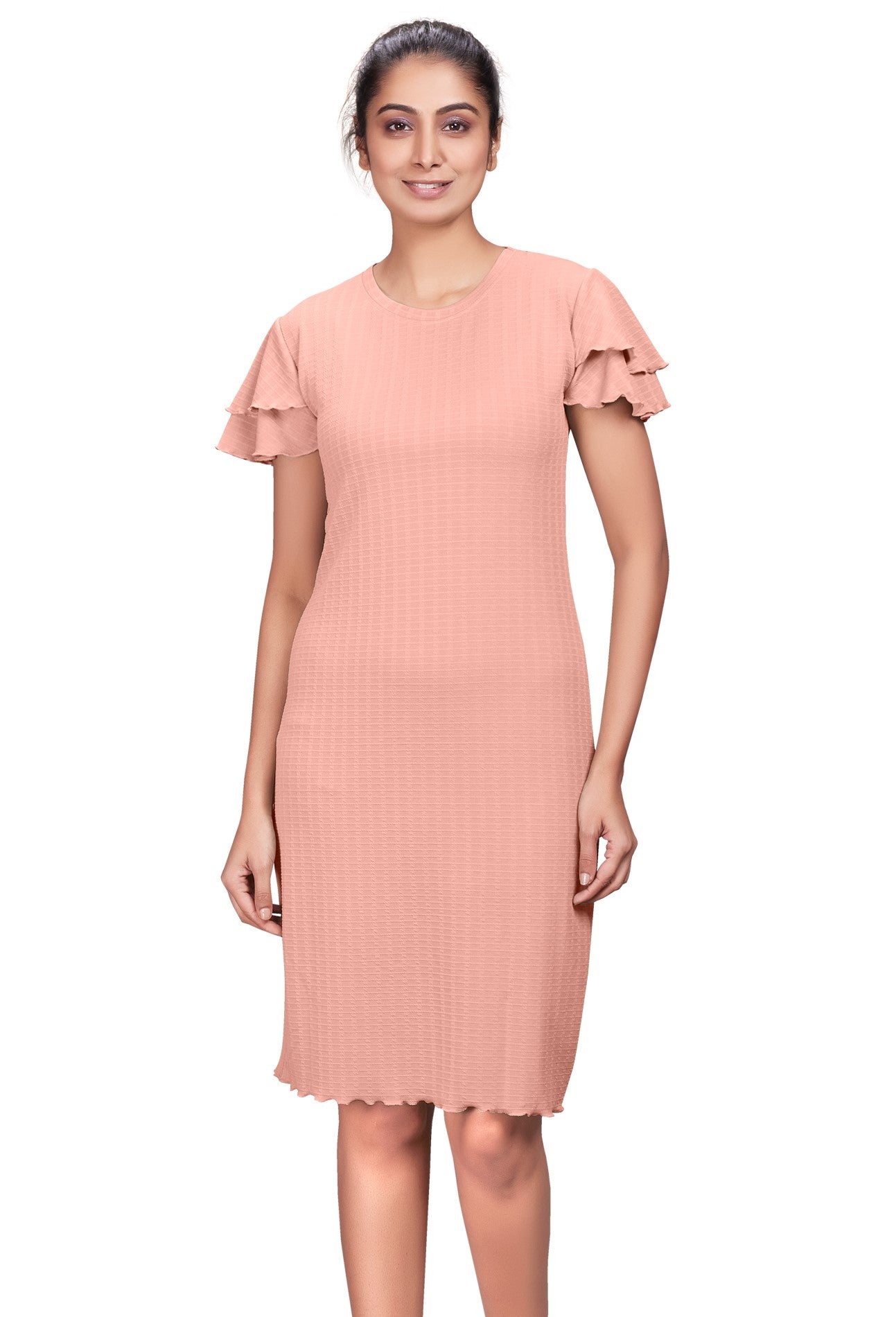 Textured Knee Length Bodycon Dress