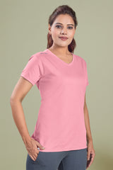 FITFLEX SOLID WOMEN V-NECK SPORTS T-SHIRT