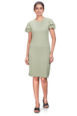 TEXTURED KNEE LENGTH BODYCON DRESS