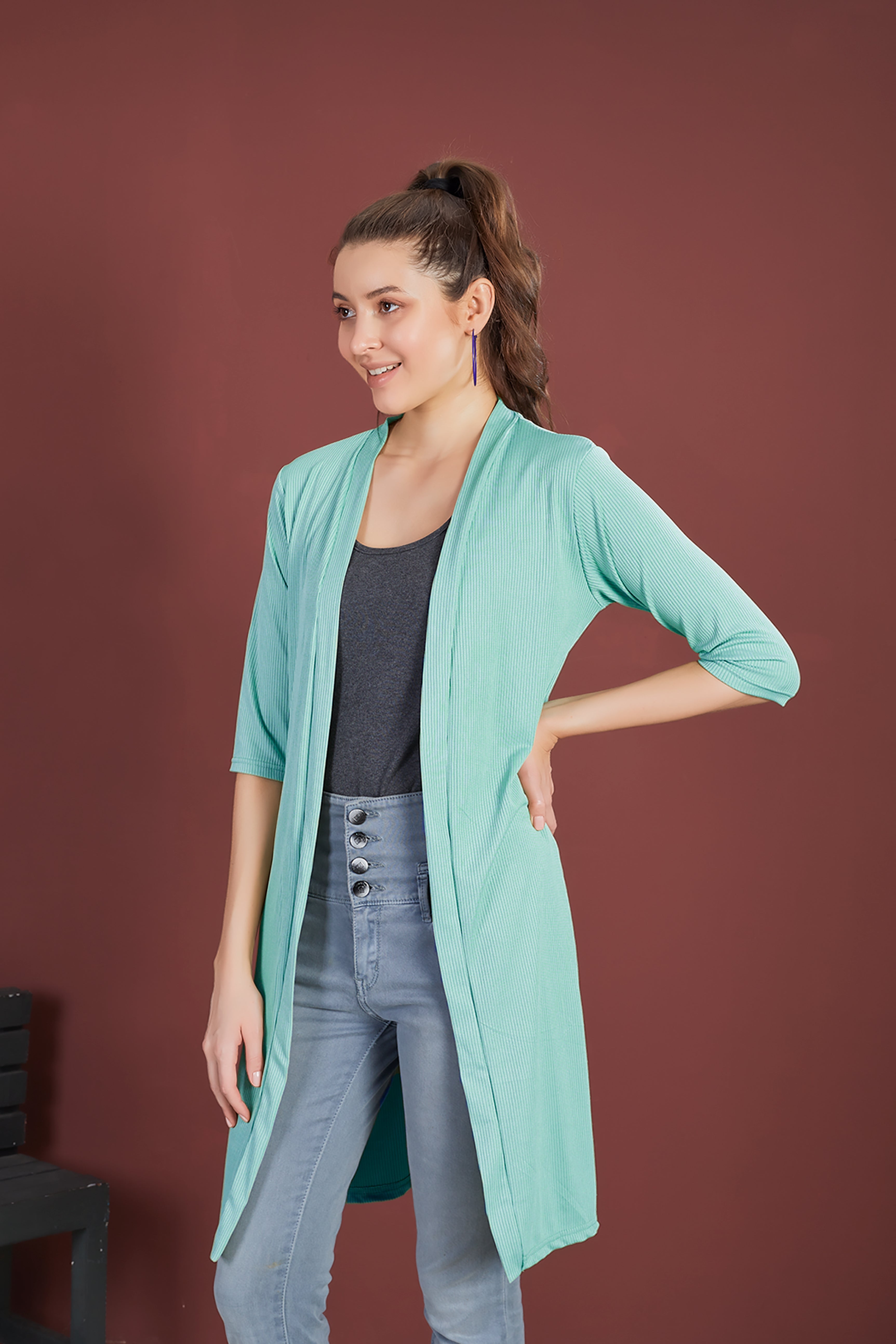 SOLID LONG SLEEVES SHRUG