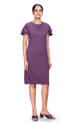 TEXTURED KNEE LENGTH BODYCON DRESS