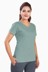 Fitflex Solid V-neck Sports T-shirt