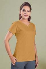 FITFLEX SOLID WOMEN V-NECK SPORTS T-SHIRT