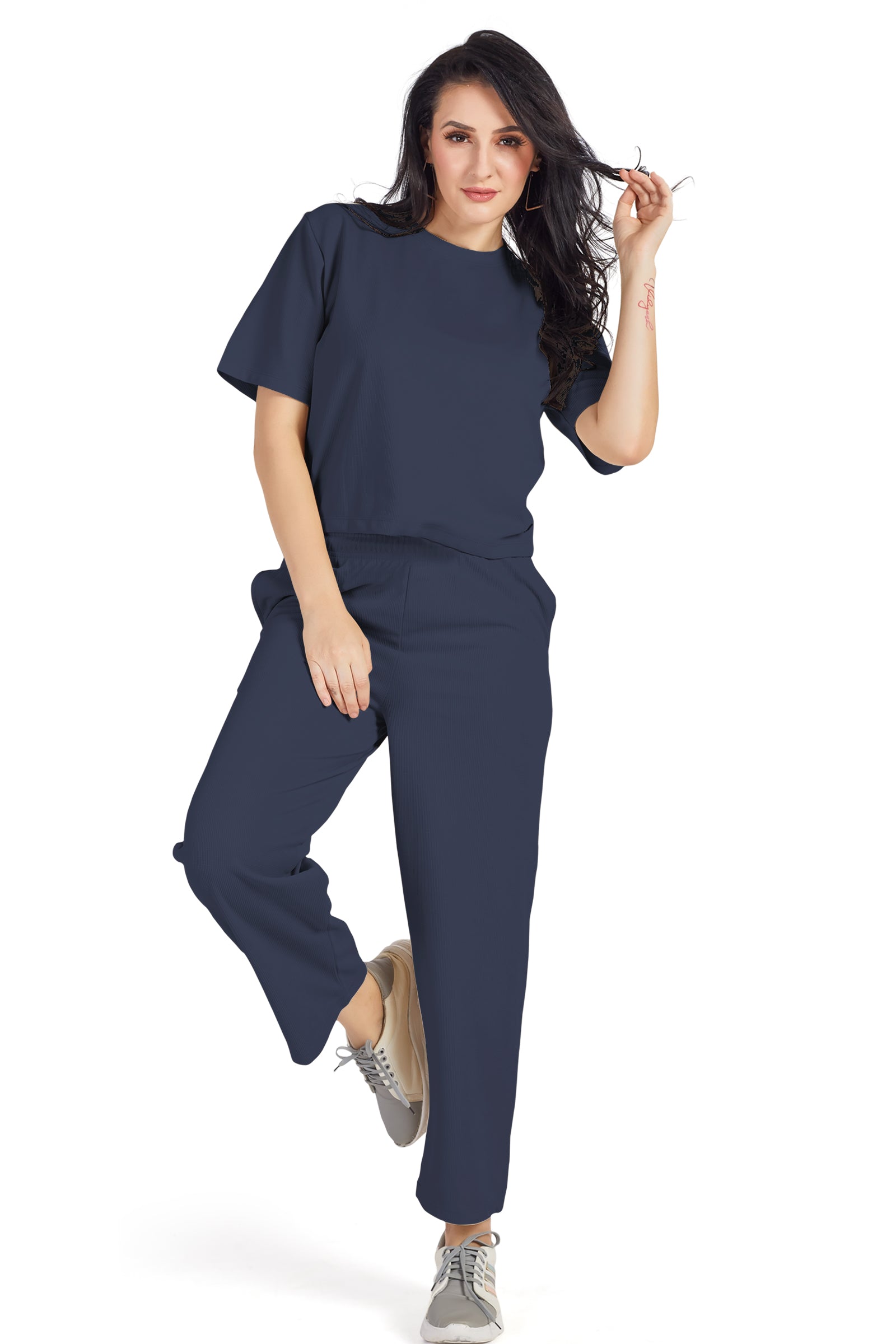 SELF TEXTURED SOFT WAFFLE KNIT CO-ORD SET