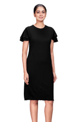 Textured Knee Length Bodycon Dress