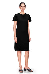 TEXTURED KNEE LENGTH BODYCON DRESS