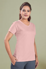 FITFLEX SOLID WOMEN V-NECK SPORTS T-SHIRT