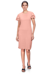 TEXTURED KNEE LENGTH BODYCON DRESS