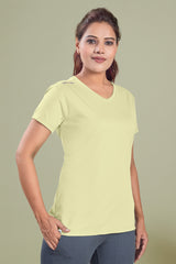 FITFLEX SOLID WOMEN V-NECK SPORTS T-SHIRT