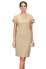 Textured Knee Length Bodycon Dress