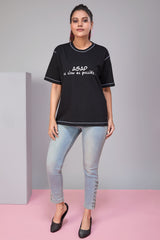 WOMENS TYPOGRAPHY OVERSIZED T-SHIRT