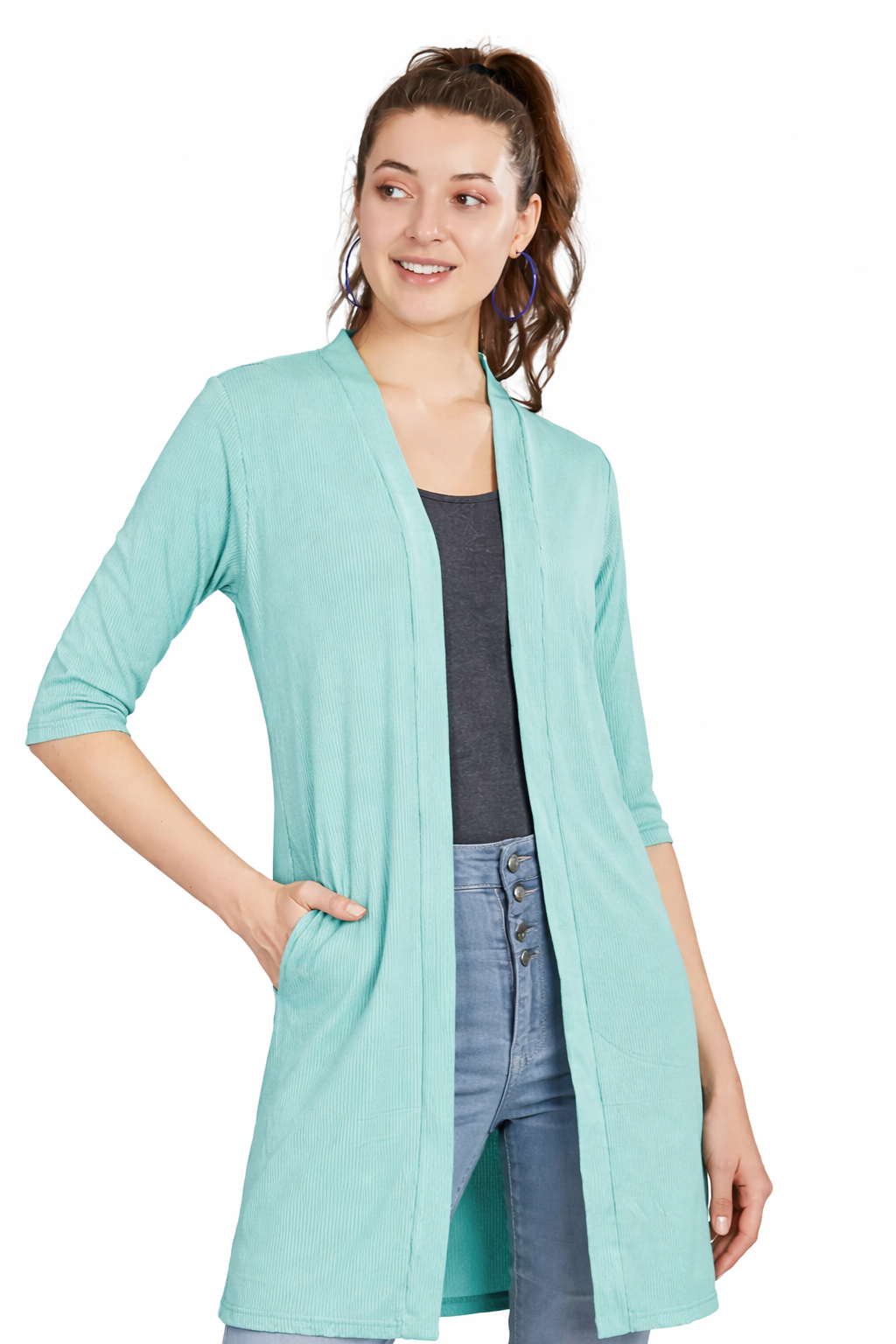 SOLID LONG SLEEVES SHRUG