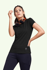 FITFLEX SOLID WOMEN ROUND NECK SPORTS T-SHIRT
