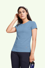 FITFLEX SOLID WOMEN ROUND NECK SPORTS T-SHIRT