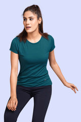 FITFLEX SOLID WOMEN ROUND NECK SPORTS T-SHIRT